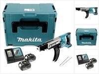 Makita Akku-Magazinschrauber DFR 750 RFJ Akku Magazinschrauber 18V 45-75mm + 2x...