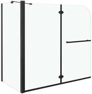 vidaXL Badewannenaufsatz, Wannenaufsatz 2-fach Faltbar ESG 120x68x130 cm Schwarz