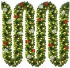 Kunstgirlande, Casaria, H&ouml;he 28 cm, Weihnachtsgirlande geschm&uuml;ckt 10m 160 LED