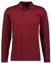 Poloshirt RAGMAN "Poloshirt Soft Knit Polo Knopf Langarm", Herren, Gr. M, rot,