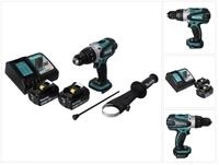 Makita Akku-Schlagbohrschrauber DHP 458 RF 18 V 91 Nm + 2x Akku 3,0 Ah +...