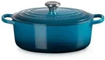 LE CREUSET Br&auml;ter Gusseisen-Br&auml;ter mit Deckel, Oval blau 29 cm