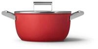 Smeg Kochtopf Schmortopf 24cm mit Glasdeckel, 2 Griffe