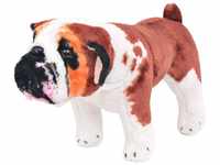 vidaXL Standing Plush Toy Bulldog White and Brown XXL