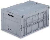 relaxdays Klappbox Transportbox 60 L mit Deckel, grau