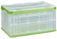 relaxdays Aufbewahrungsbox Transparente Transportbox mit Deckel, gr&uuml;n