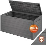Casaria Auflagenbox Woody (1 St), 280L UV-best&auml;ndig Griffmulden Verschlie&szlig;bar