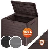 Casaria Auflagenbox Lille - braun (1 St), 190L UV-best&auml;ndig Griffmulden