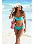 s.Oliver Bandeau-Bikini-Top Spain, in unifarben mit Wickeloptik blau 38