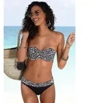LASCANA Bikini-Hose Clara mit bedrucktem Umschlagbund schwarz 40