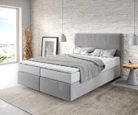 DELIFE Boxspringbett Dream-Well, Mikrofaser Grau 140x200 cm mit Matratze und Topper