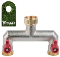 Bradas 2-Wege Verteiler 2-Wege Verteiler mit Absperrh&auml;hnen Messing 3/4", (1-tlg)