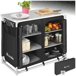 tectake Campingtisch Campingschrank Deluxe mit Aluminiumgestell und 6 F&auml;chern