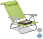 relaxdays Gartenliege Klappbarer Liegestuhl mit Nackenkissen, gr&uuml;n