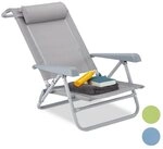 Relaxdays Klappbarer Liegestuhl mit Nackenkissen grau Relaxdays Klappbarer Liegestuhl mit Nackenkissen grau