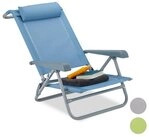 Relaxdays Klappbarer Liegestuhl mit Nackenkissen blau Relaxdays Klappbarer Liegestuhl mit Nackenkissen blau