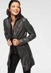 Ledermantel MAURITIUS "Bente", Damen, Gr. S (36), grau (anthrazit), Obermaterial: