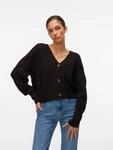 Strickjacke VERO MODA "VMLEA LS V-NECK CUFF CARDIGAN NOOS", Damen, Gr. S, schwarz,