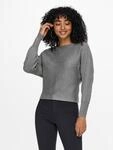 Strickpullover ONLY "ONLADALINE L/S SHORT PULLO KNT NOOS", Damen, Gr. M, grau (medium