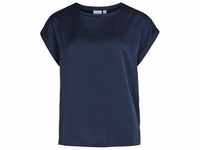 Vila T-Shirt Satin Blusen T-Shirt Kurzarm Basic Top Glänzend VIELLETTE 4599 in Navy