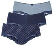 LASCANA Panty (3er-Pack) aus elastischer Baumwolle mit zarter Spitze