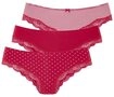 LASCANA Slip (3er-Pack) aus elastischer Baumwolle mit zarter Spitze