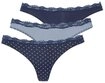 LASCANA String (3er-Pack) aus elastischer Baumwolle mit zarter Spitze