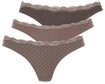 LASCANA String (3er-Pack) aus elastischer Baumwolle mit zarter Spitze