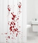 Sanilo Duschvorhang Blood Hands 180 x 200 cm, 100% wasserdicht, Anti-Schimmel-Effekt,