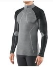 FALKE Langarmshirt Wool Tech Half-Zip (Merinowolle) Unterw&auml;sche grauschwarz Herren