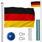 tectake Fahne Aluminium Fahnenmast mit Deutschland Flagge in 6,25 m H&ouml;he