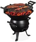 relaxdays Holzkohlegrill Grillfass aus Gusseisen