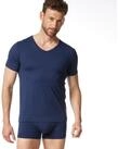Bruno Banani V-Shirt CHECK LINE 2.0 Pique Optik, Kurzarm, V-Neck, Cotton-Mix