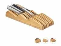 relaxdays Messerblock Messerblock Bambus für Schublade, L braun 12 cm x 40 cm...
