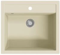 vidaXL Granitsp&uuml;le, Einbausp&uuml;le Einzelbecken Beige