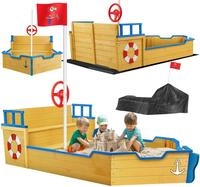 KIDIZ Sandkasten, Sandkasten Ahoi Piratenschiff Boot Segelschiff aus Holz