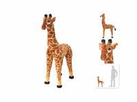 vidaXL Standing Plush Toy Giraffe Brown and Yellow XXL