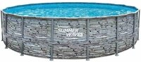 SUMMER WAVES Pool Frame Pool (Komplettset, 5-tlg., Filterpumpe, Leiter, Abdeckplane,