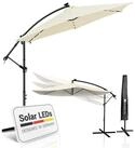Juskys Ampelschirm Brazil, Sonnenschirm 285 cm Durchmesser, mit LED, Kurbel &
