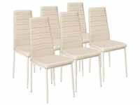 TecTake 6 Essplatzstühle Kunstleder beige (401852)