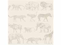 Art for the home Vliestapete Safari, animal print, (1 St), Beige - 10mx53cm