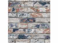 Fresco Navy/Red Industrial Distressed Brick Wallpaper
