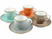 CreaTable Espressotasse Kaffeetasse VINTAGE NATURE, Porzellan, Tassen Set, 4...