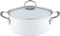 Riess Kasserolle Riess Kasserolle mit Glasdeckel 16cm wei&szlig;, Emaille