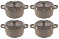 Staub Auflaufform Mini Cocotte Set 4-tlg. rund, Keramik, antik-grau, Keramik