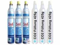 BlueCraft Wassersprudler, (3-tlg), Universal CO2 Zylinder 425 g Kohlensäure...