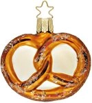 INGE-GLAS&reg; Christbaumschmuck, Christbaumschmuck Brezel Glas 6cm braun, 1 St&uuml;ck