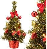 Casaria K&uuml;nstlicher Weihnachtsbaum, 36 cm mit LED Lichterkette Geschm&uuml;ckt Rot...