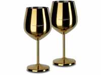 Echtwerk Weinglas (2-tlg), Edelstahl, PVD Beschichtung, goldfarben
