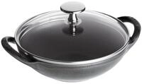 Staub Wok Staub Wok mit Glassdeckel, 30 cm rund Gusseisen Graphit-Grau